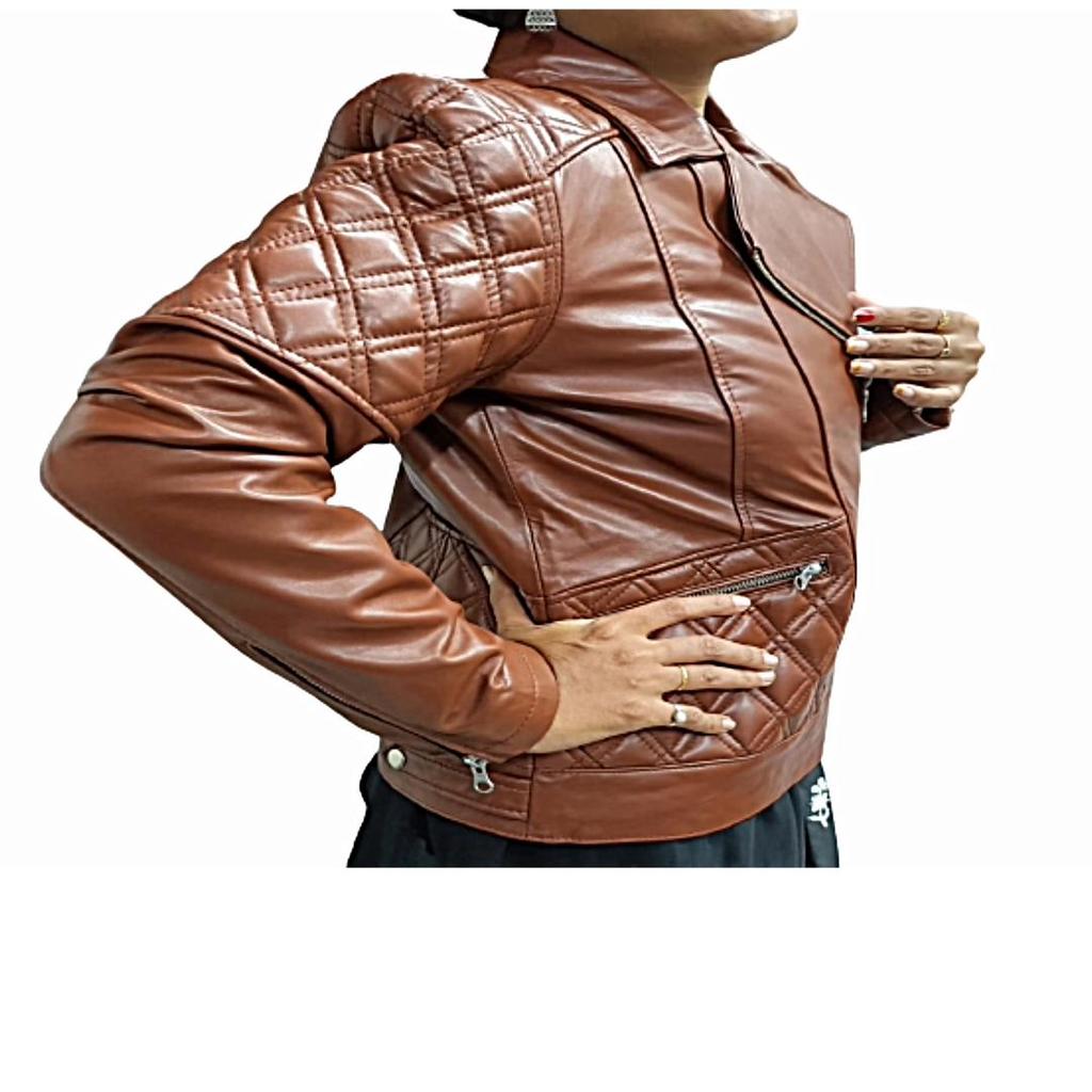 Women's Brown 100% Genuine Soft Leather Quilted Biker Jacket, Women's Brown  Lambskin Leather Slim Fit Moto Jacket, Ladies Jacket, Wife Giftv