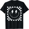 Vintage White Checkered Smile Face Shirt Cute Smiling Face T-Shirt
