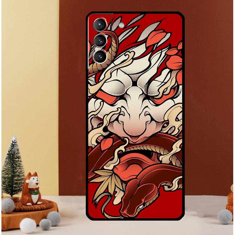 Japanese Hannya Oni Mask Case For Samsung Galaxy S24 S26 Ultra S22 S23 S25 Ultra S20 S21 Plus S10 S25 FE Cover Funda