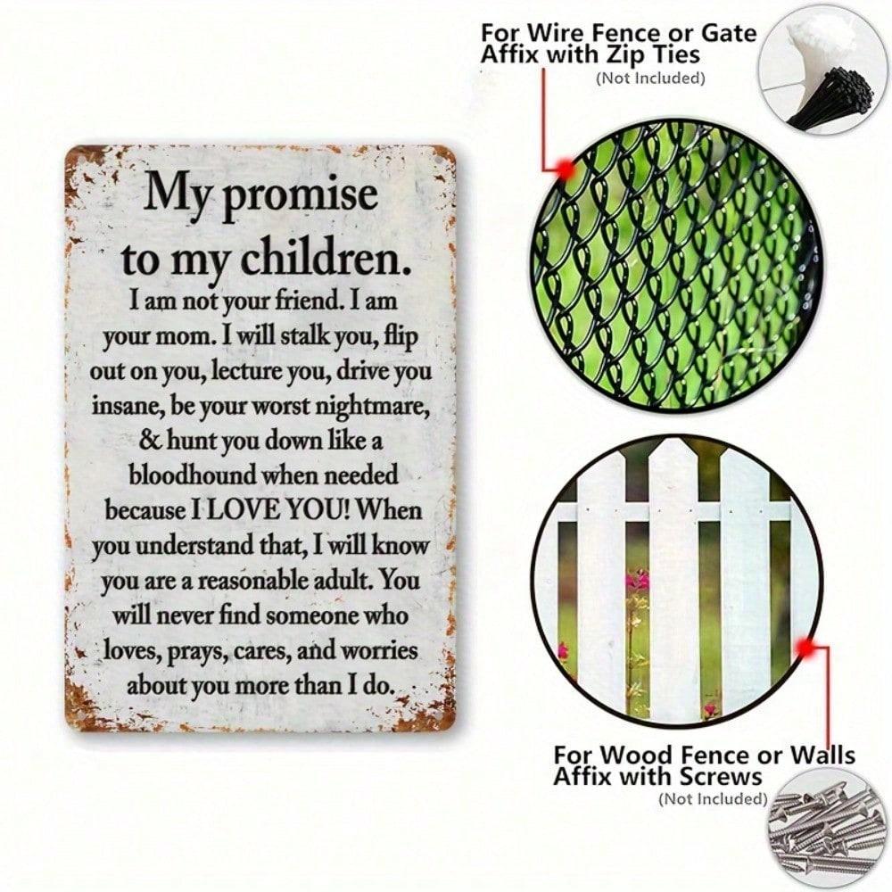 

Metal Poster Retro Vintage Promise To Children Wall Decor Garage