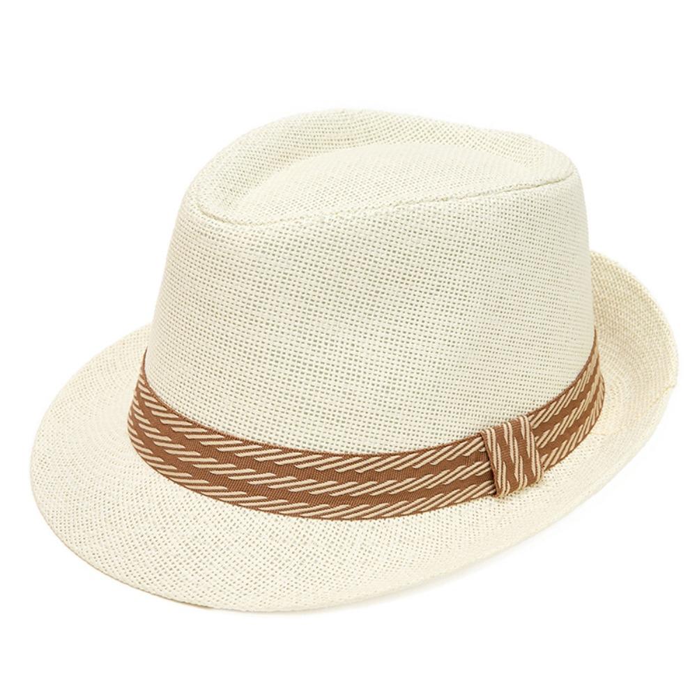 

Sun Protection Belfry Trilby Hat Linen Fedora Sun Hat Lightweight Jazz Beach Hat Travel світло-бежевого кольору