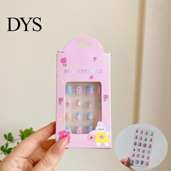 Nail Art Patch 24Pcs Kids Fake Kawaii Fun Designs For Children Stickers Set Creative DIY Kit for Decorations Easy-to-apply Nails