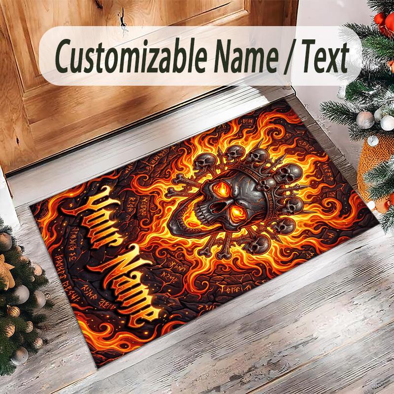 Gothic Theme Crystal Velvet Floor Rug Personalized Custom Name Text Warm Carpet Home Decoration