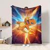 1Pc Charmander'S Fiery Leap Flannel Blanket, Soft And Comfortable, Casual Warm, Camping Travel, Christmas, Halloween Xmas Gift S1654