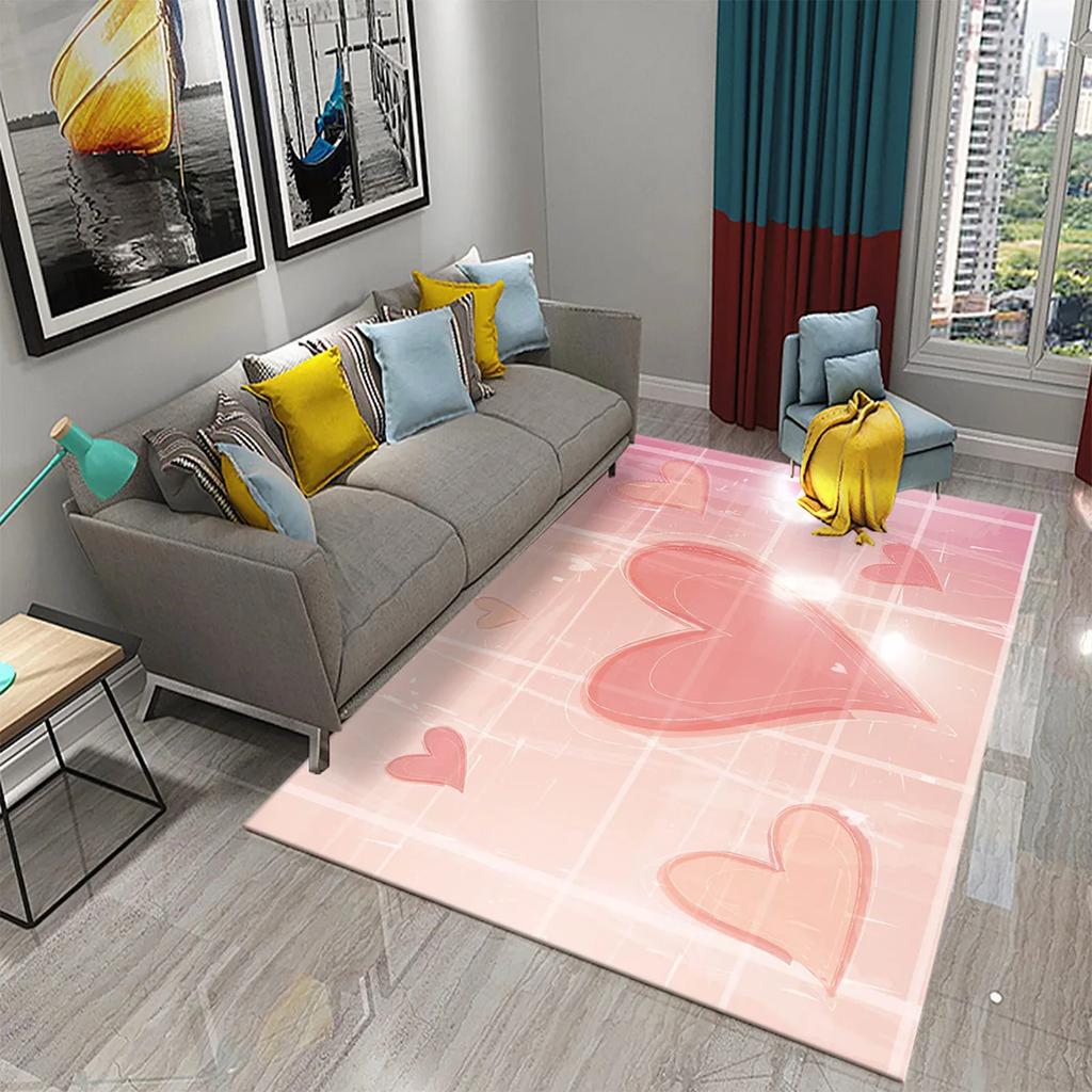 Romantic Valentines Day Love Printed Pattern Carpet Bedroom Non-slip Mat Home Living Room Bathroom Kitchen Home Decoration Mat