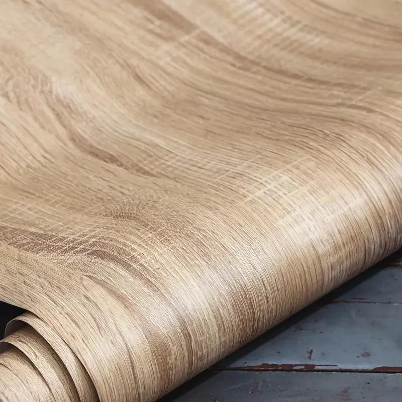 Wood Planks Grain Retro Faux Wood Wall Cover Roll Water-Repellent Pvc Self Adhesive Wall Decals Removable Vinyl Restaurant Wallpaper