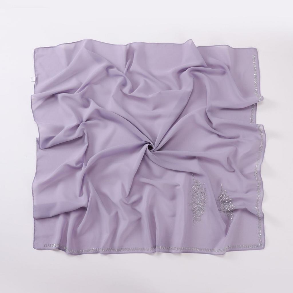 90Cm Luxury Rhinestone Feather Square Bubble Chiffon Instant Hijabs Shawls Lady High Quality Wrap Bufandas Ramadan Muslim Sjaal