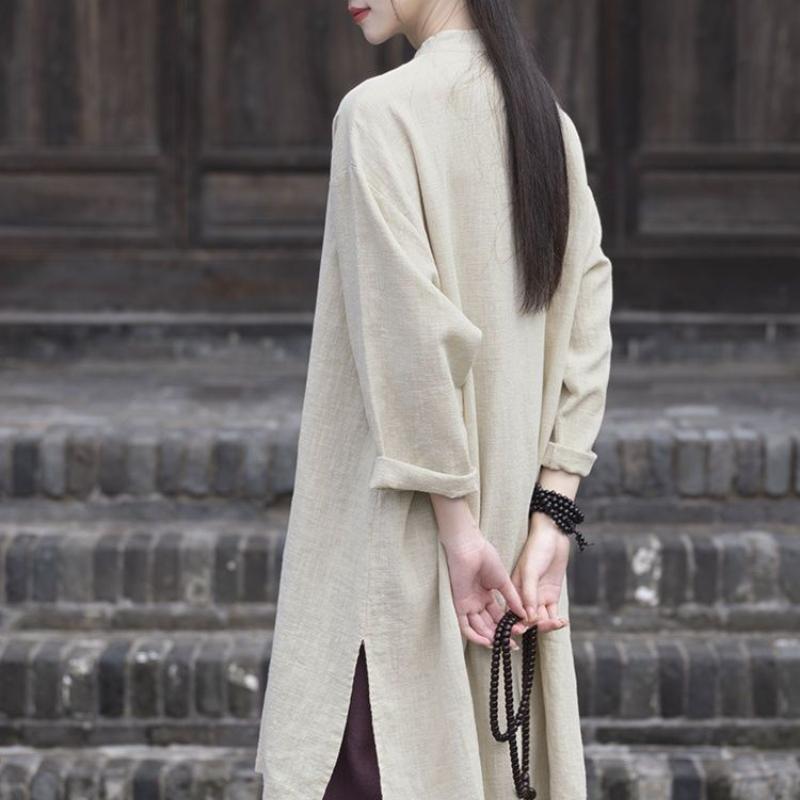 Zen Style Women's Pure Cotton Shirt Women's Spring and Autumn Meditation Clothes Cotton and Linen Chinese Style Tops