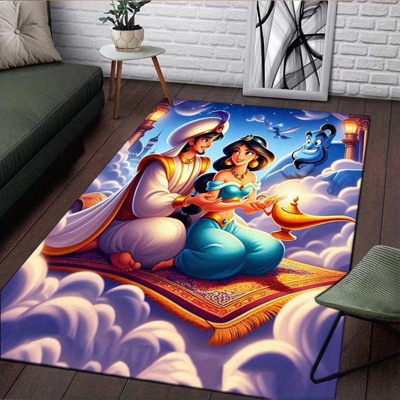 1pz Tappeto A Pelo Corto con Motivo di Aladdin Tappetino Morbido in Flanella per Soggiorno, Ufficio, Camera da Letto e Tappeto