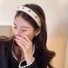 Korean Elegant Solid Color Flower Headband for Women Simple Thickened Sponge Pearl Camellia Hair Hoop Headdress Hair Accessories