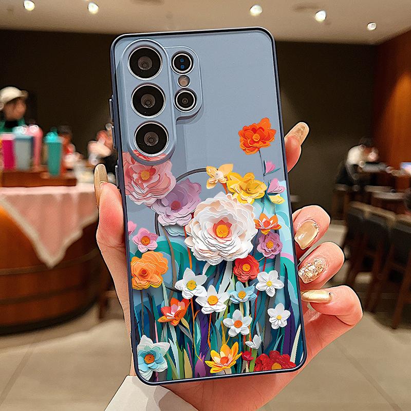 Creative Flower Magnetic Phone Case For Samsung Galaxy S26 S25 Ultra S24 S23 FE A57 A17 A56 A37 A16 A35 A55 A15 A36 Back Cover