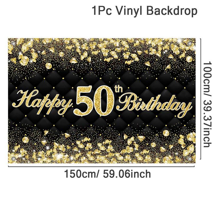 

30th 40th 50th Happy Birthday Party Backdrop Black Gold Diamond Background Banner 30th 40th 50th Birthday Party Decoration
