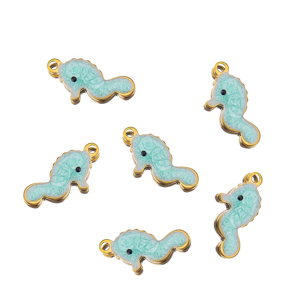 10pcs Stainless Steel Enamel Octopus Seahorse Dolphin Crab Clown fish Charm Bracelet Earring Pendant Base for DIY Jewelry Making