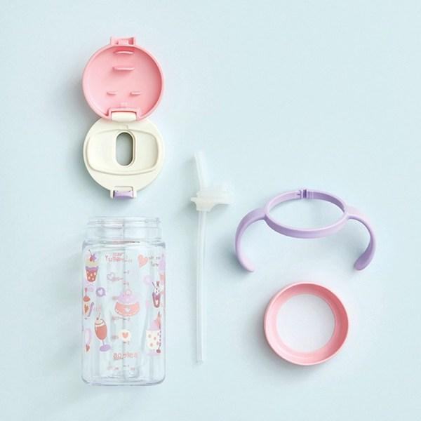 Richell Infant Bottom Cover AQ Straw Cup 320ml, Light Pink, 1 Piece