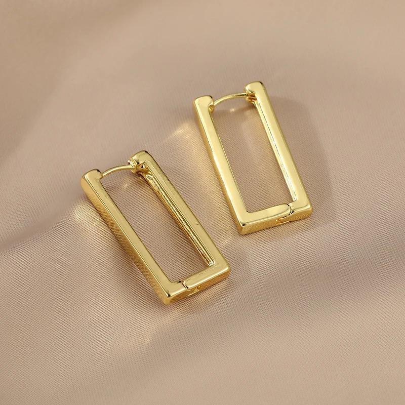 Stainless Steel Square Geometric Earrings For Women Rectangular Gold Metal Earrings Trendy Jewelry Gifts