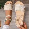 Fashion Summertime Sandal Woman Wear It Outside Flat Bottom Weave Sand Beach Sandals Women's Tassel Shoelaces Are Non Slip Shoes