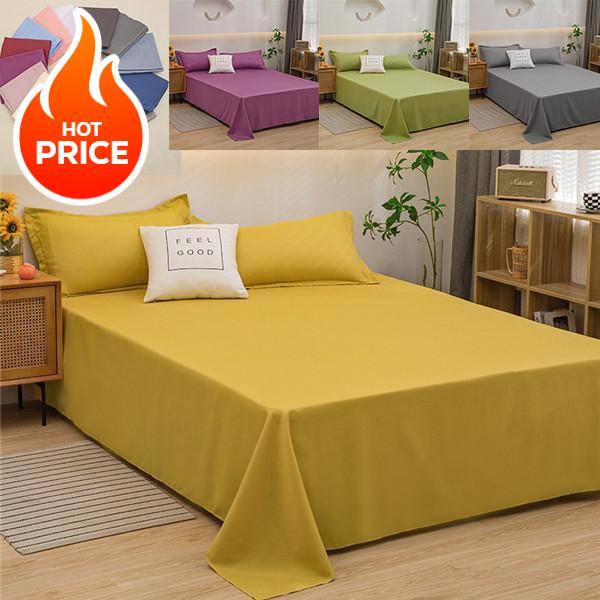 Cotton Flat Sheet Bedding Solid Color Mattress Cover Non Slip Fitted Sheet for Single Double Home Sheets for Bed