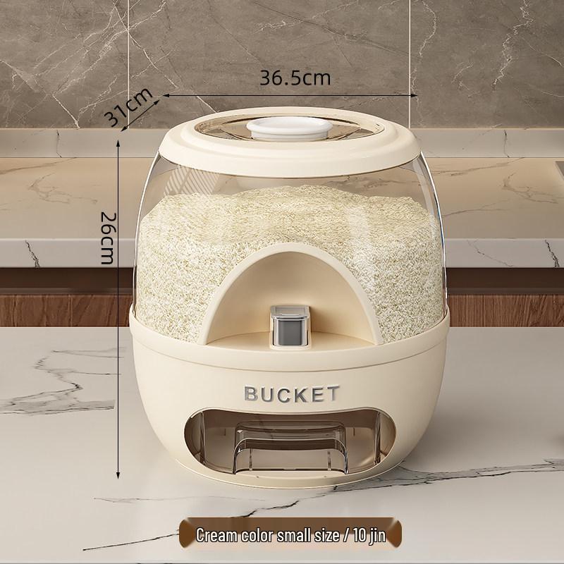 Rotatable Household Rice and Grain Storage Box: Insect & Moisture-Proof, Sealed, Compartmented Bucket