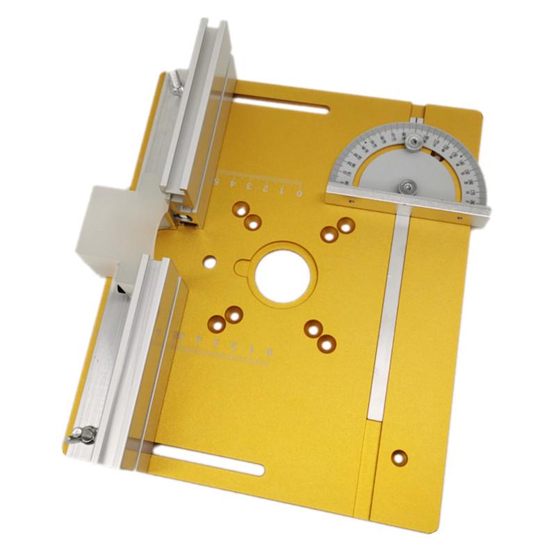 Upgraded Double-Hole Bakelite Router Tabletop Micro Table Saw with Push Ruler & Inverted Plate