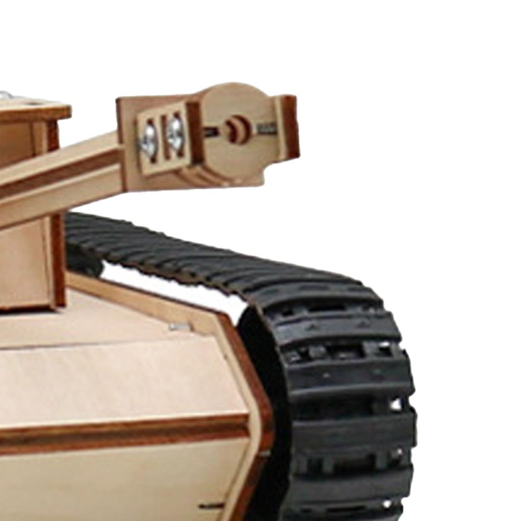 Kit Modelo de Carro Quebra-Cabeça de Madeira Elétrico 2 Vias Tanque de Simulação de Ciência e Tecnologia com Controle Remoto