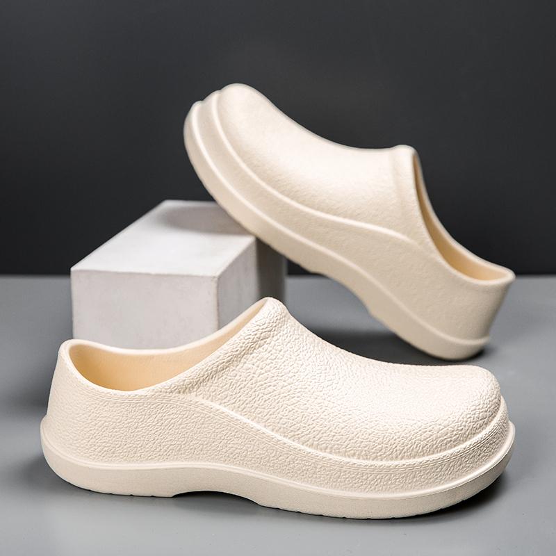 Fashion Men Chef Shoes Man Summer Beach Slippers Water proof Oil proof Kitchen Shoes Non slip Garden Clogs Hotel Work Shoe EVA Sandal