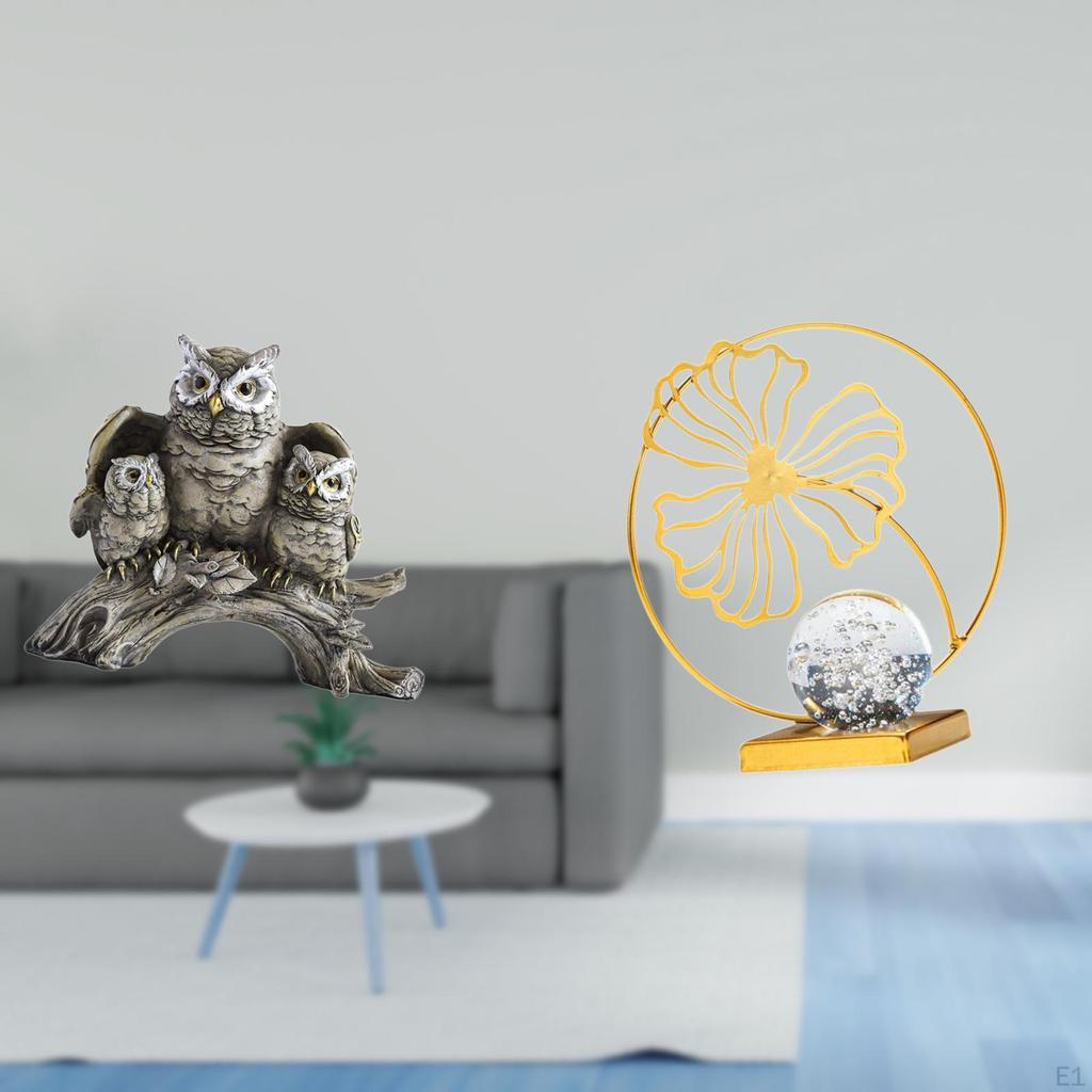 Modern Owl Figurine Sculpture Tabletop Ornament for Living Room Office Cabinet Decor NightStand