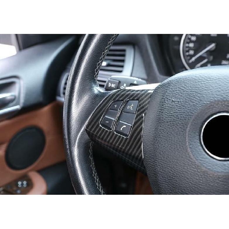 2008-2013 For BMW X5 X6 E70 E71 Cover Trim Steering Wheel Button Carbon Fiber