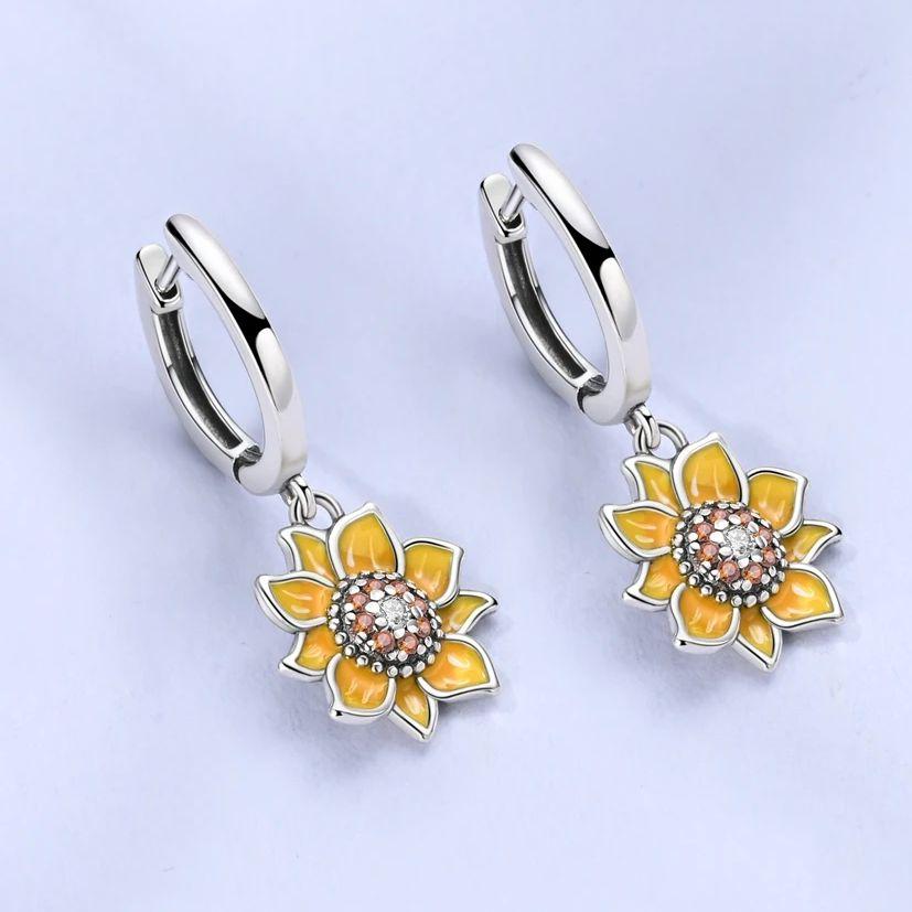 925 Sterling Silver Drop Earring Hoop Earrings For Women Sparkling Star Flower Firefly French Style Pendientes Fine Jewelry
