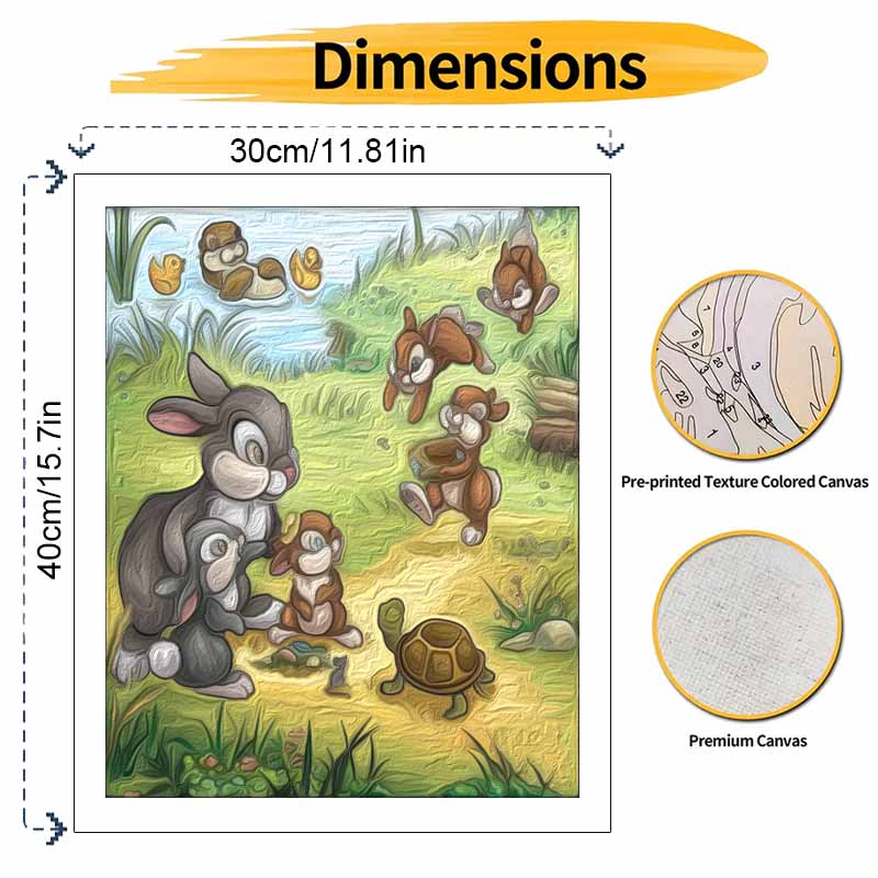 Disney Cute Thumper Rabbits DIY Oil Painting Kits Hand Painting Home Decor Craft Gift Ideas For Easter Woodland Forest Animals Scene