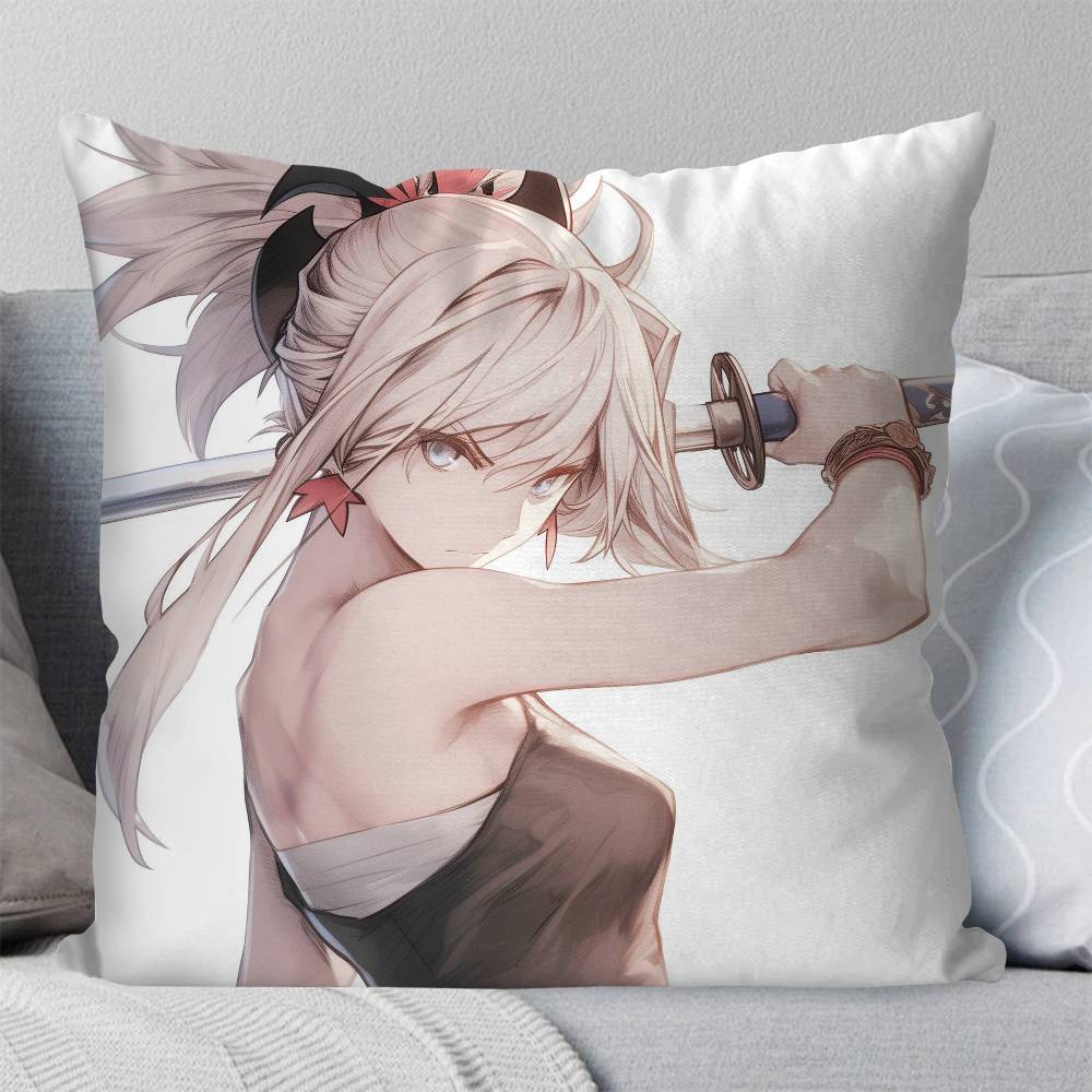 Miyamoto Musashi Animated Game Fate Grand Order Pillow Case Fashion Square Pillowcase Bedroom Sofa Room Ins Decoration Leisure
