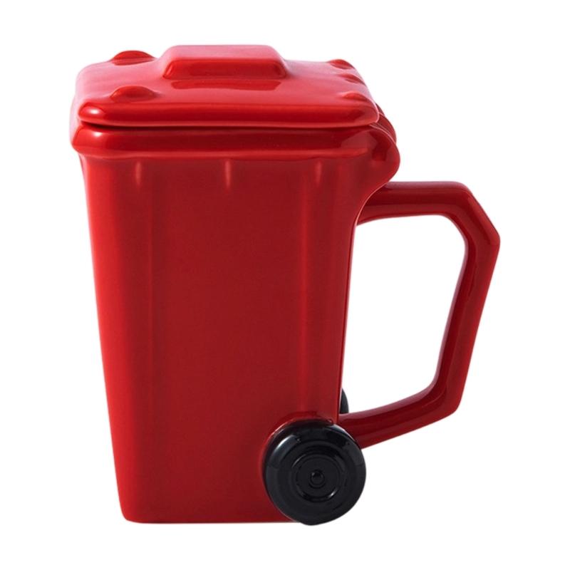 3D Trash Can Design Ceramic Coffee Mugs 400ml Creative Kitchen Cup Garbage Can Shape Mugs For Home Office Gift