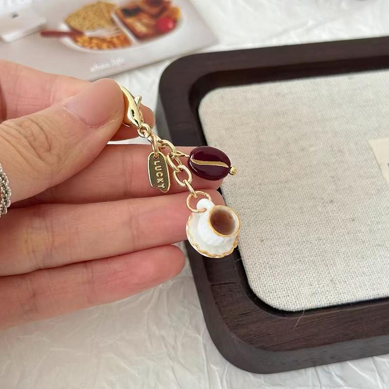 Creative Unique Doughnut Bread Coffee Phone Charm Strap Pendant Lanyard Simulated Food Toys Keychain Bag Accessories Gift