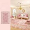 VIKAMA Weicher rutschfester Teppich, Rosa Persischer Vintage-Teppich Geeignet für Schlafzimmer-Bodenmatten, Dekorativer Teppich Ideal für Kinderzimmer