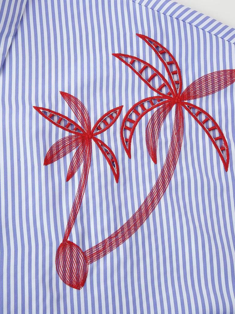 2025 Spring Women's Fashion: European & American Style Embroidered Striped Shirt