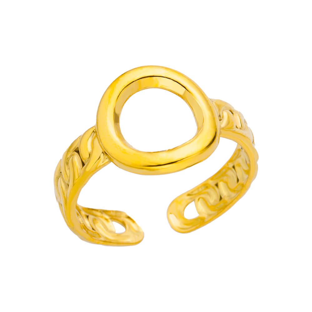 Round Hollow Rings For Women Gold Color Stainless Steel Hoop Open Rings Fashion personality Waterproof Metal Jewelry Accessories