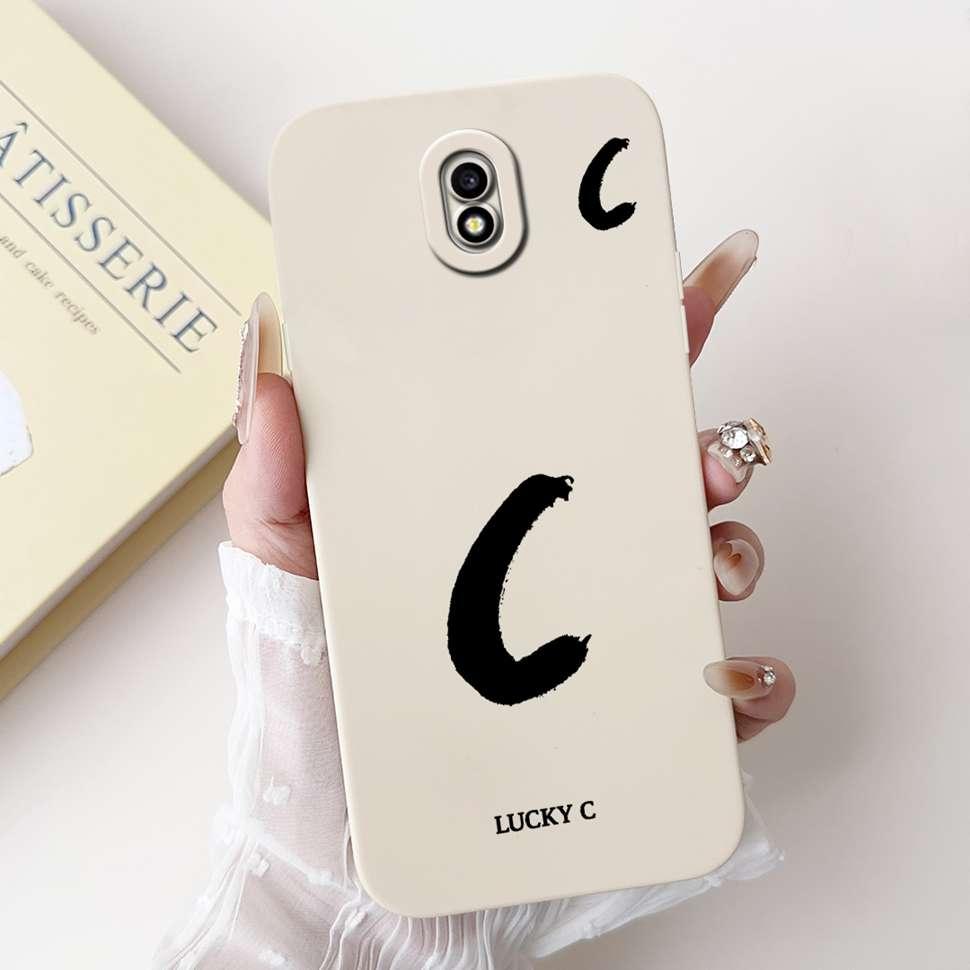 For Samsung Galaxy J3 2017 SM-J330FN Case Cute Lucky Letter A-Z Print Soft Silicone Cover For Samsung J3 J5 J7 2017 Phone Casing
