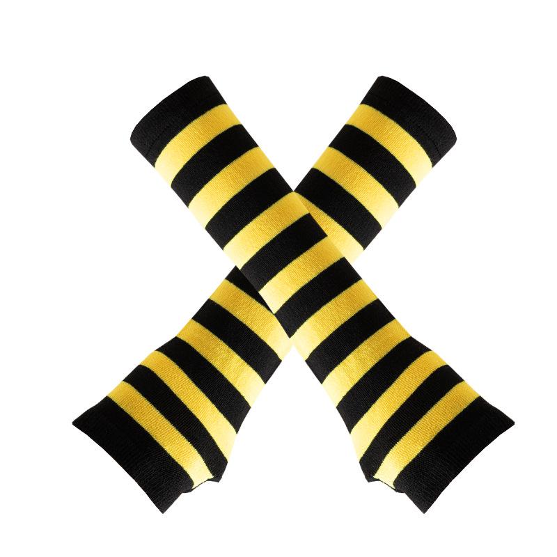 Koreaanse Stijl Zwart-Wit Gestreept Unisex Vingerloze Lange Mouwen Kerst Cosplay Cover