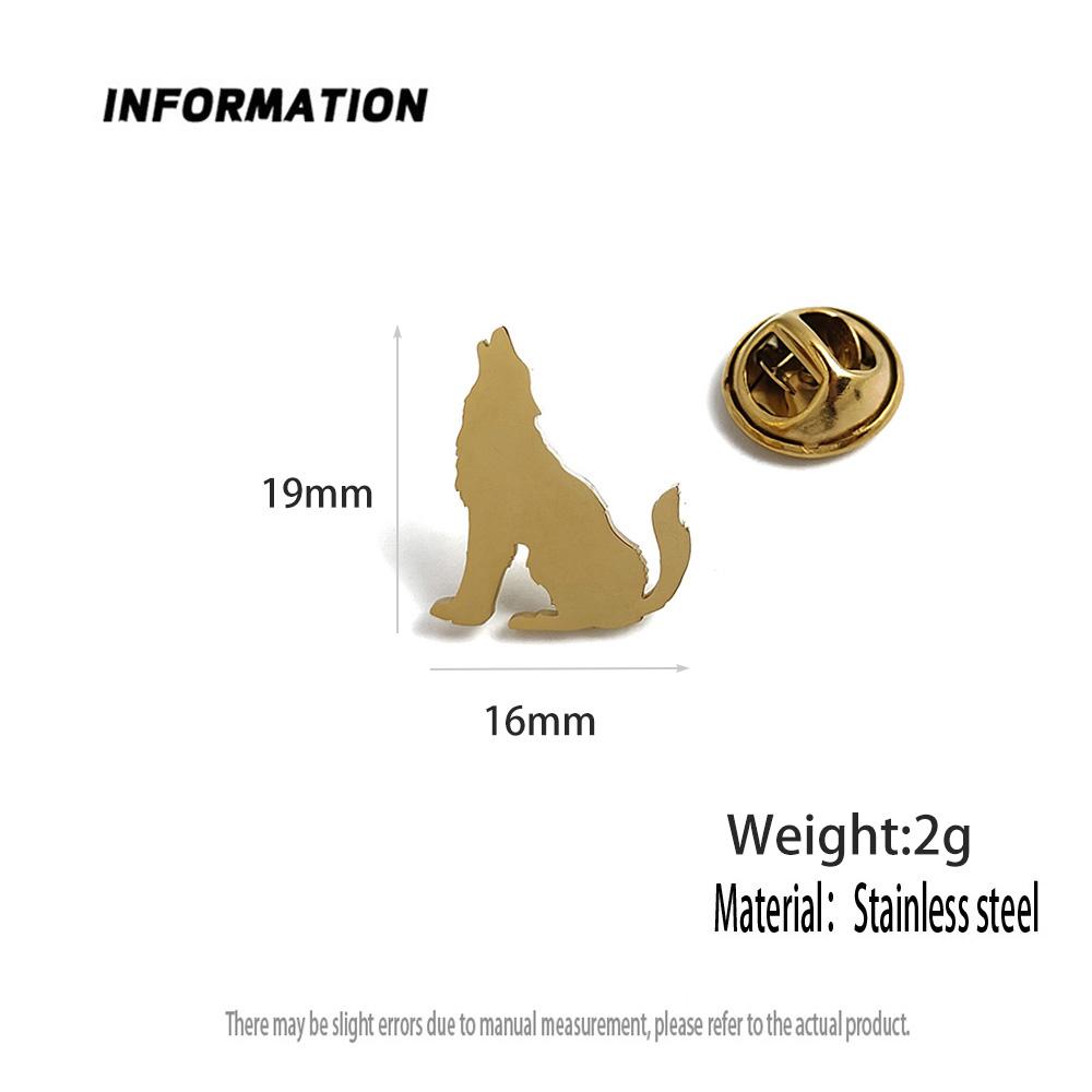 Howling Lonely Wolf Gold-plated Badge, Women's Anti-exposure Buttons, Suit Lapel Pin, Collar Brooch, Formal Accessories