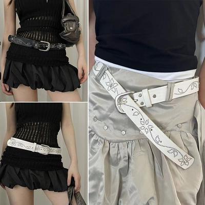Jeans Pants Decor PU Leather Leather Belt Y2K Personalized Waist Chain Retro Hiphop Jeans Belt