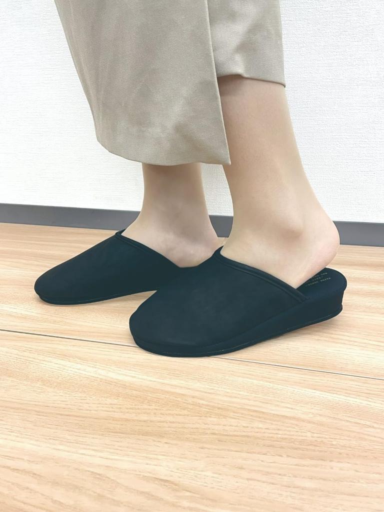 Daikai Piede Faux Leather Heeled Sizes Outer 4cm with Storage 73884 Slippers, Medium, Black, 22-24cm (24cm Dimensions, Heel), Bag,