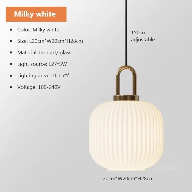 Modern Restaurant Striped Glass Pendant Light Transparent Color Milky White Living Room Nordic Luxury Room Decoration Lighting