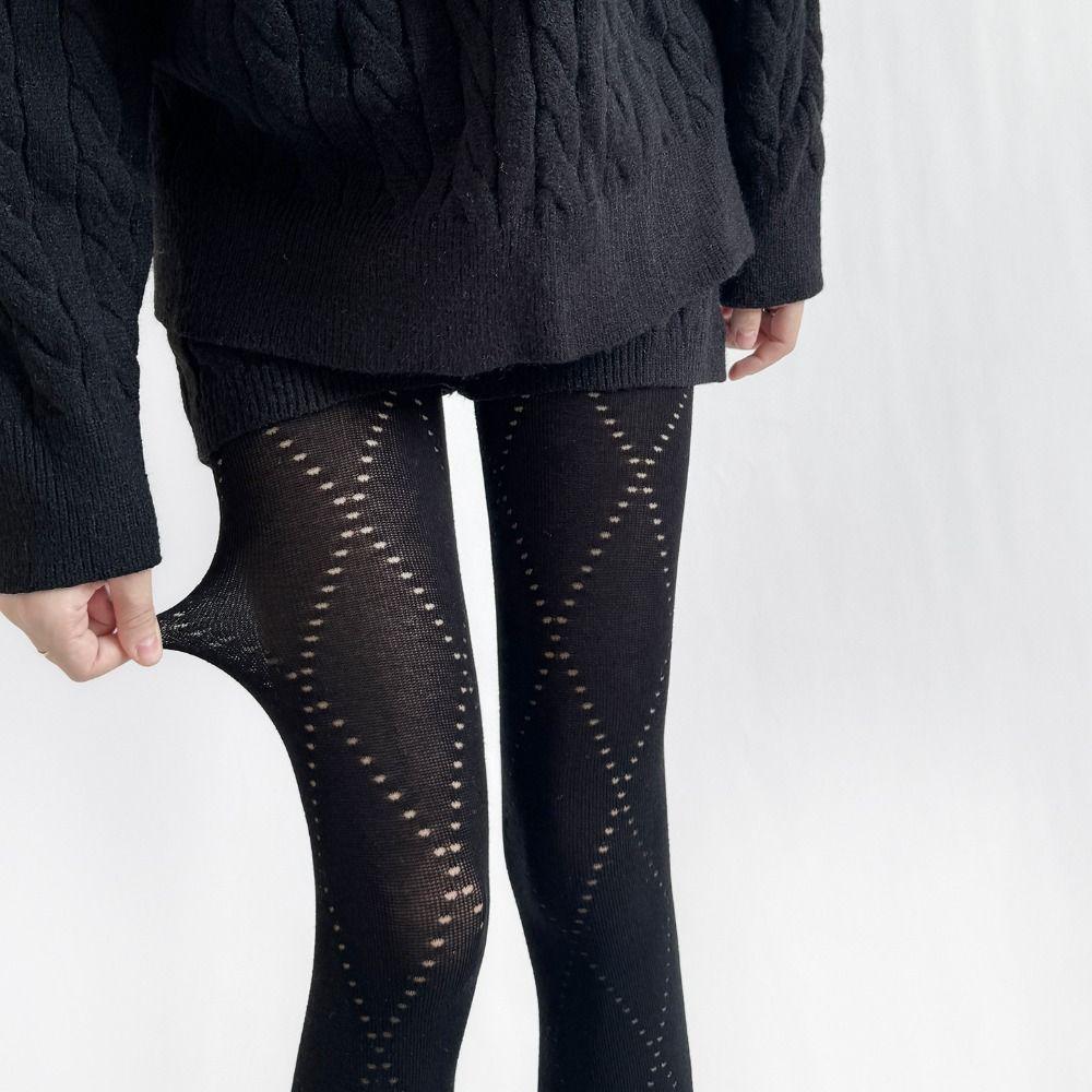 Hollow Out Knitted Pantyhose Jacquard Leggings Sexy Slim Stockings  Female Lingerie