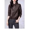 Women Autumn Winter Casual Short PU Leather Jackets Black Square Collar Leather Jacke Temperament Biker Top