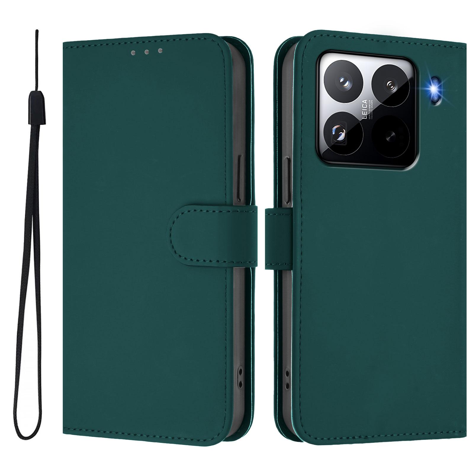 

Для Xiaomi 15 Pro Чехол однотонный кожаный чехол-кошелек с ремешком E