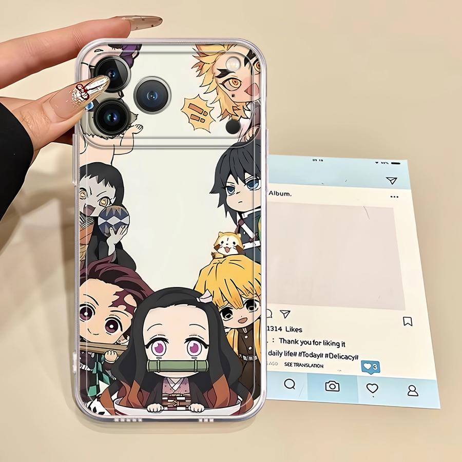 Soft Phone Cover Case for iPhone 17 Pro Max XR 15 11 16 XS Max 13 Pro 12 Mini Air 14 Plus 7 8 D-Demon S-Slayer Cute