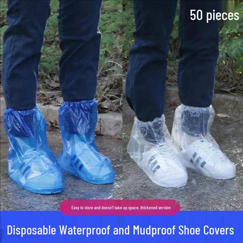 Waterproof Non-Slip High-Top Rain Shoe Covers for Men, Women, and Kids – Thick and Transparent for Rainy Days.