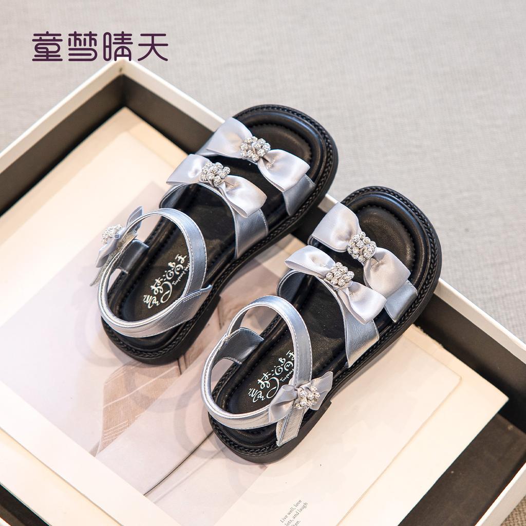Size 26-37, children's sandals 2025 new summer girls' princess shoes soft-soled older children's summer shoes ballet leather shoes