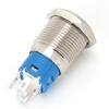 2 STÜCK 5 Pin Metall Drucktaster 16mm Flacher Kopf Selbstrückstellschalter mit Licht Nummer 4(12VDC Blau)