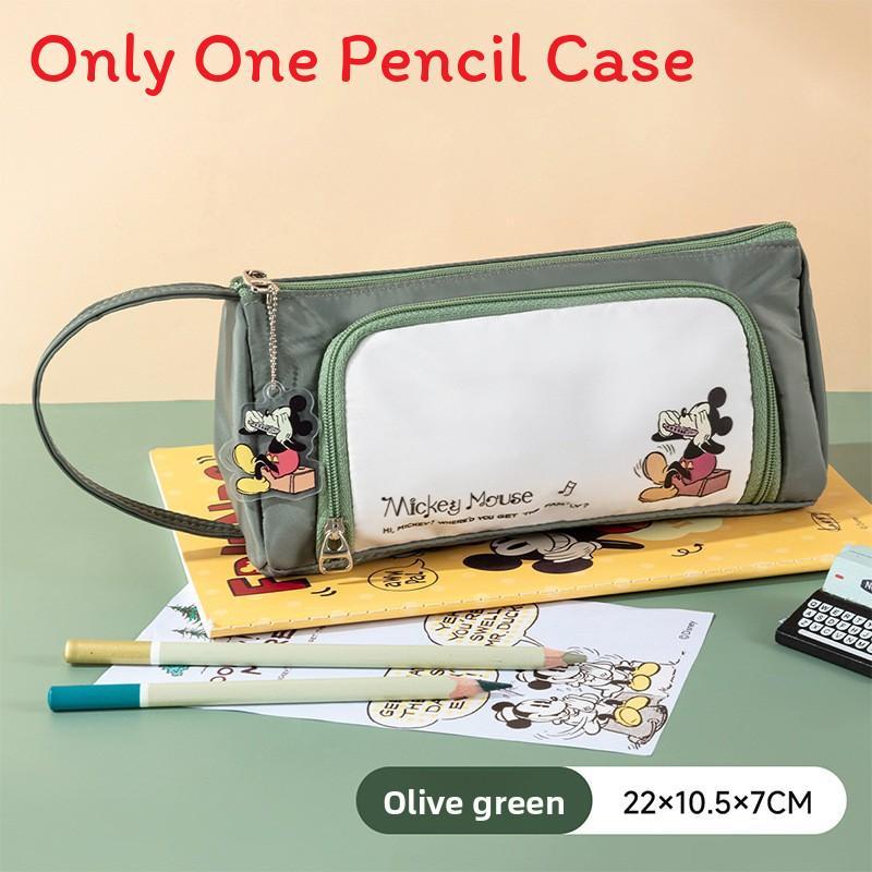 

Mickey Mouse Vintage Double Layer Large Capacity Pencil Case With Polyester Storage For Students зелёный