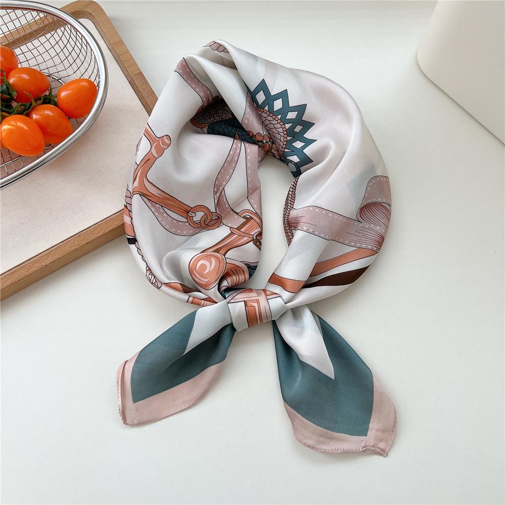 70*70cm New Luxury Square Scarf Silk Scarves Women Neck Hair Tie Band Hijab Kerchief Head Headband Smooth Bandana Female Foulard